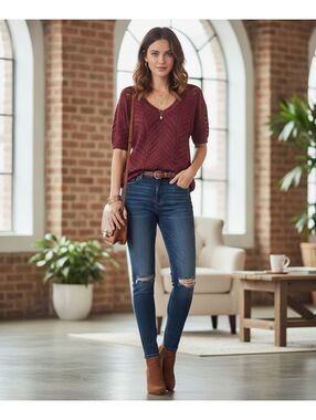 Vanity Womens Fairycore Medium Burgundy Metallic Whimsygoth Top Cottagecore